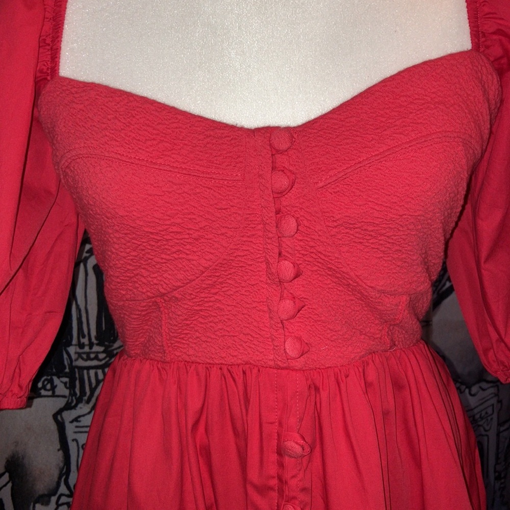 Maeve Anthropologie Puffed-Sleeved Sweetheart Mini Dress - Picture 4 of 15